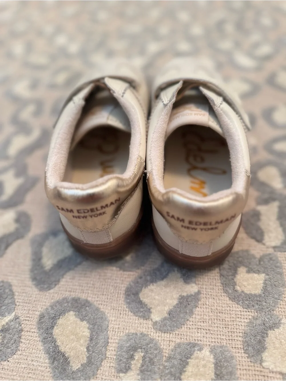 Sam Edelman Cream Leather Velcro Sneakers with Brown Sole - Picture 10 of 11